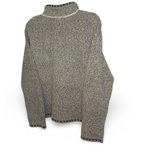 Christopher & Banks XL Grey Knit Quarter Zip Pullover Sweater Hand Embroidered - Picture 7 of 7